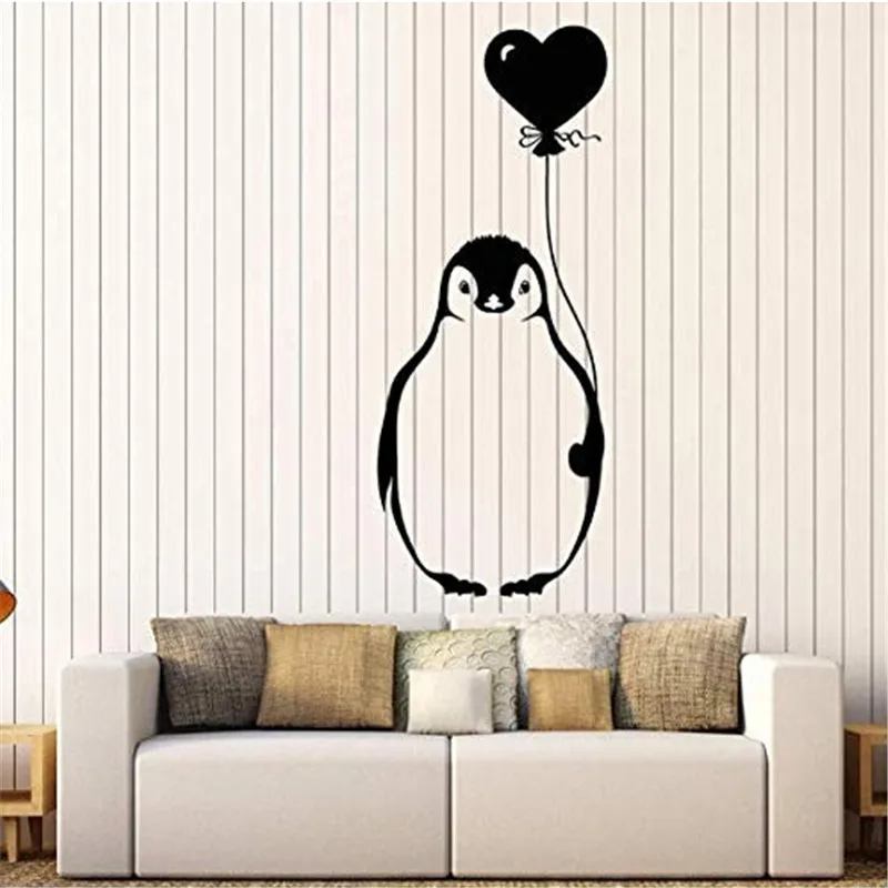 1 шт., резная Наклейка на стену в виде черного пингвина