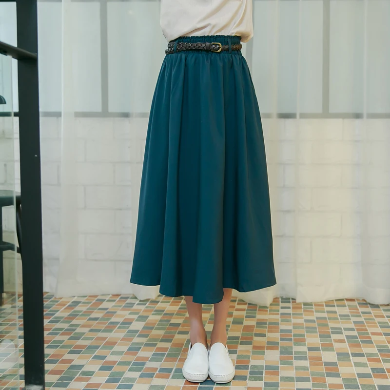 Женская плиссированная юбка средней длины с поясом высокой талией для школы