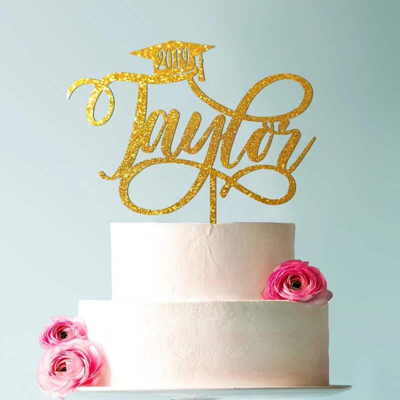 

Gold Graduation cake topper, grad cake topper, graduate decoration, congrats cake topper, prom cake topper