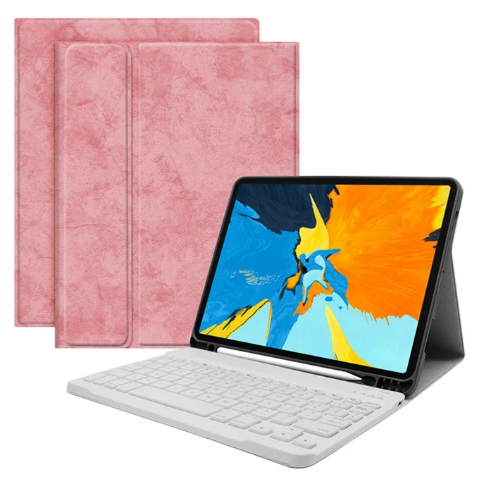 Чехол для iPad Pro 11, Bluetooth клавиатура с держателем для карандашей, чехол из искусственной кожи для iPad Pro 11, клавиатура для русской и испанской клавиатуры - Цвет: Pink-eng