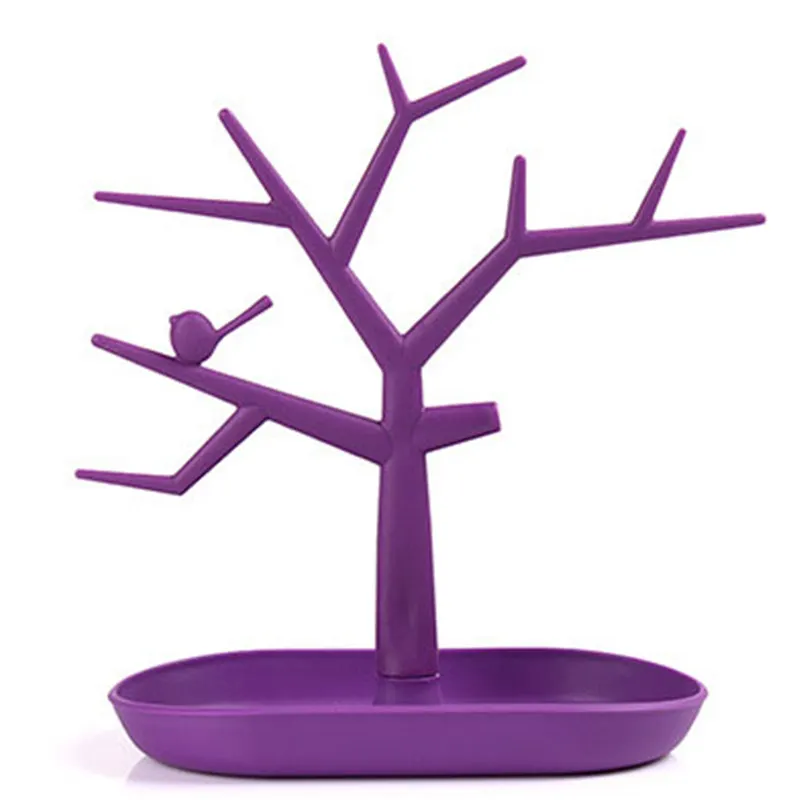 purple Поднос дерево дисплей стенд ювелирные изделия Кольцо Кулон Браслет серьги стойки Мода Хранения Организовать шоу полка ванная комната набор - Цвет: purple