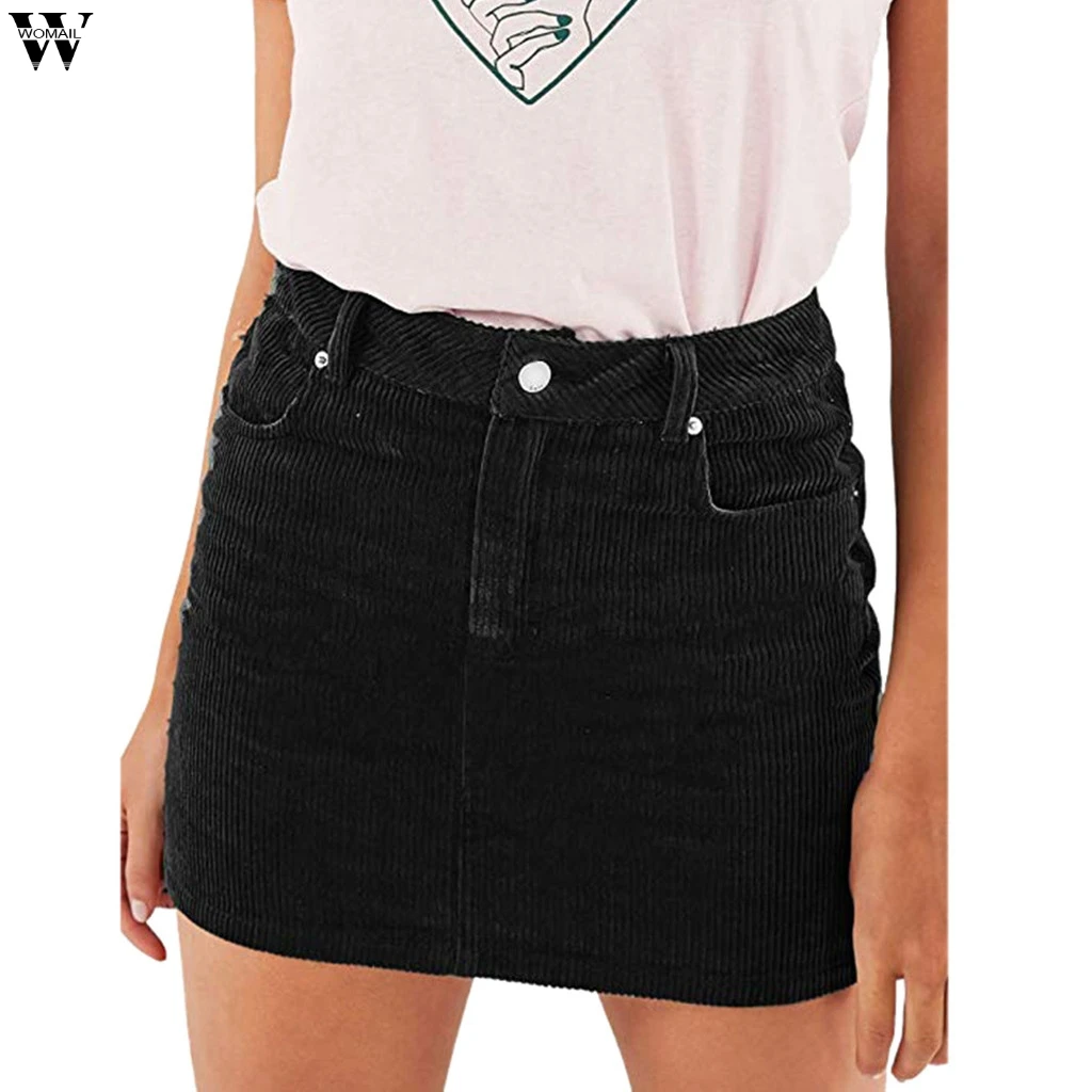 Женская Вельветовая мини юбка с высокой талией на молнии|Женские юбки| |