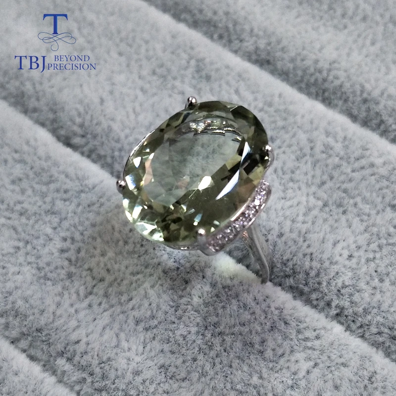 Кольцо с зеленым аметистом TBJ кольцо prasiolite натуральный драгоценный камень