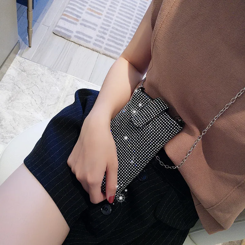 Брендовые мини-Кошельки для монет длинные металлические цепи сумки на плечо