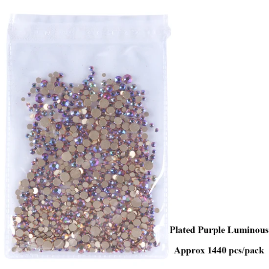 Purple Luminous 1440 шт смешанных размеров Стразы для ногтей для маникюра с плоской задней стороной Алмазная форма Кристальные блестящие камни для дизайна ногтей украшения Драгоценные камни TR1015 - Цвет: Purple Luminous