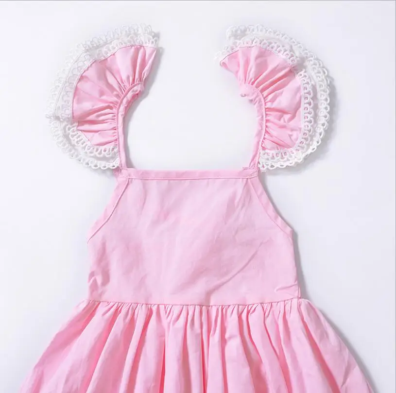Retail 2019 Baby Girls Summer Fashion Cotton Lace Puff Sleeve Pink Dresses Princess Children Cute Dress | Детская одежда и обувь
