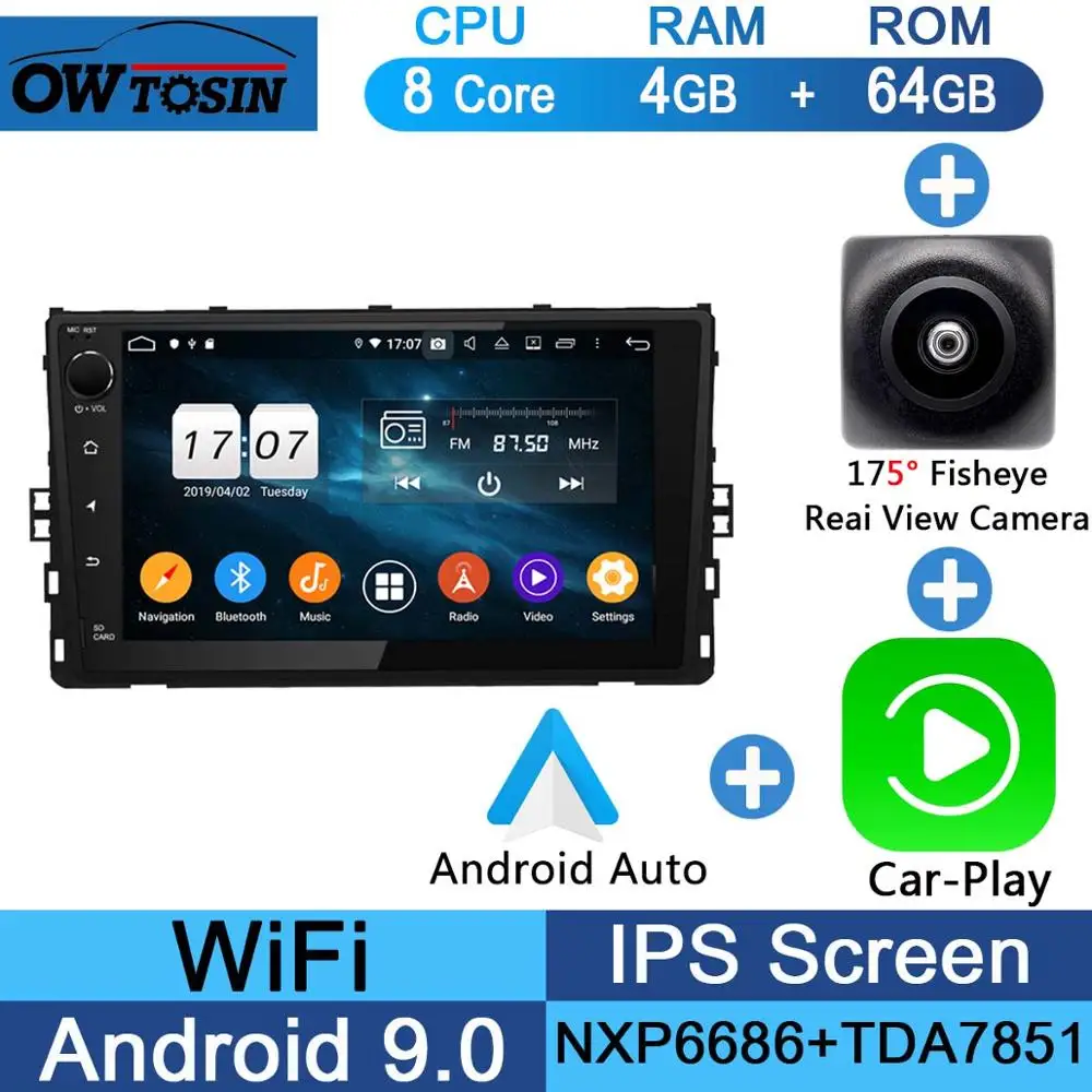 Fisheye Carplay n A Android 9,0 8 ядерный "ips 4G+ 64G автомобильный проигрыватель с радио и GPS для Volkswagen VW Passat CC Golf Tiguan Polo Jetta DSP CarPlay - Цвет: Fisheye Carplay n A