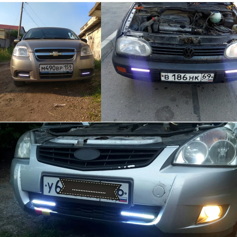 2x17 см стайлинга автомобилей COB светодиодные лампы 12V 6000K белый панель DRL COB светодиодный внутренний свет внешний атмосферная лампа дневного света