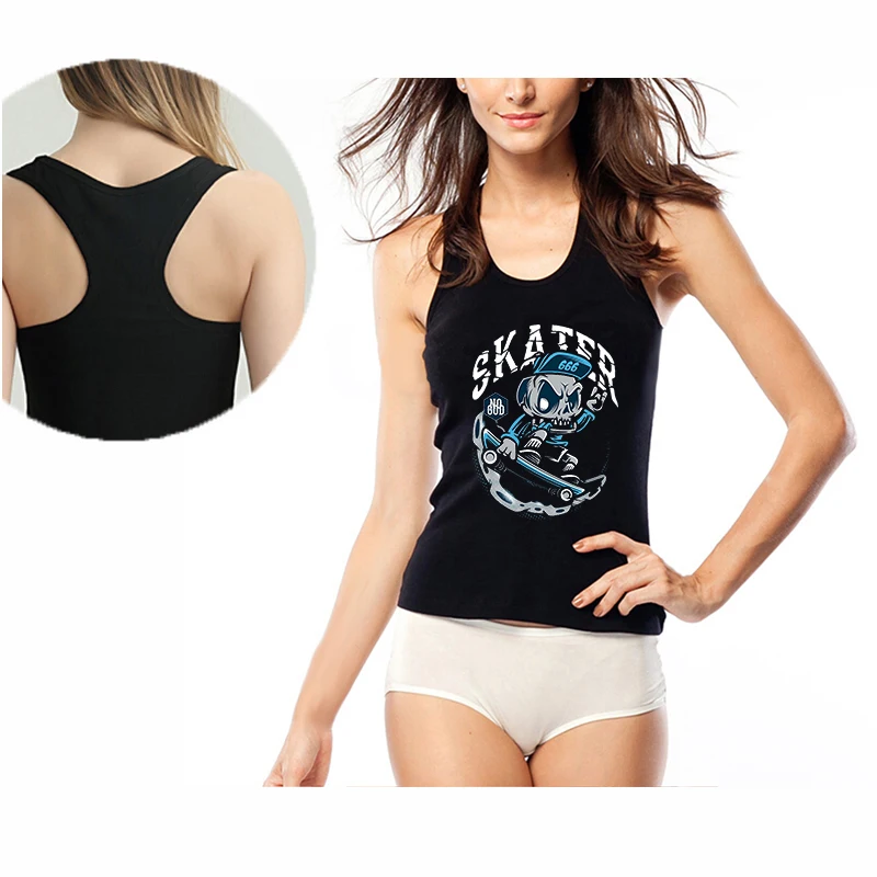 Showtly SKATER 666 print letter women's tank tops casual cotton super soft | Женская одежда