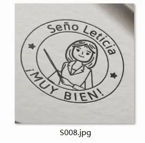 S008-40mm circle Buen trabajo печать учителя персонализированные пользовательские штамп с именем самописание для учителя подарок школы оценки 40 мм - Цвет: S008-40mm circle