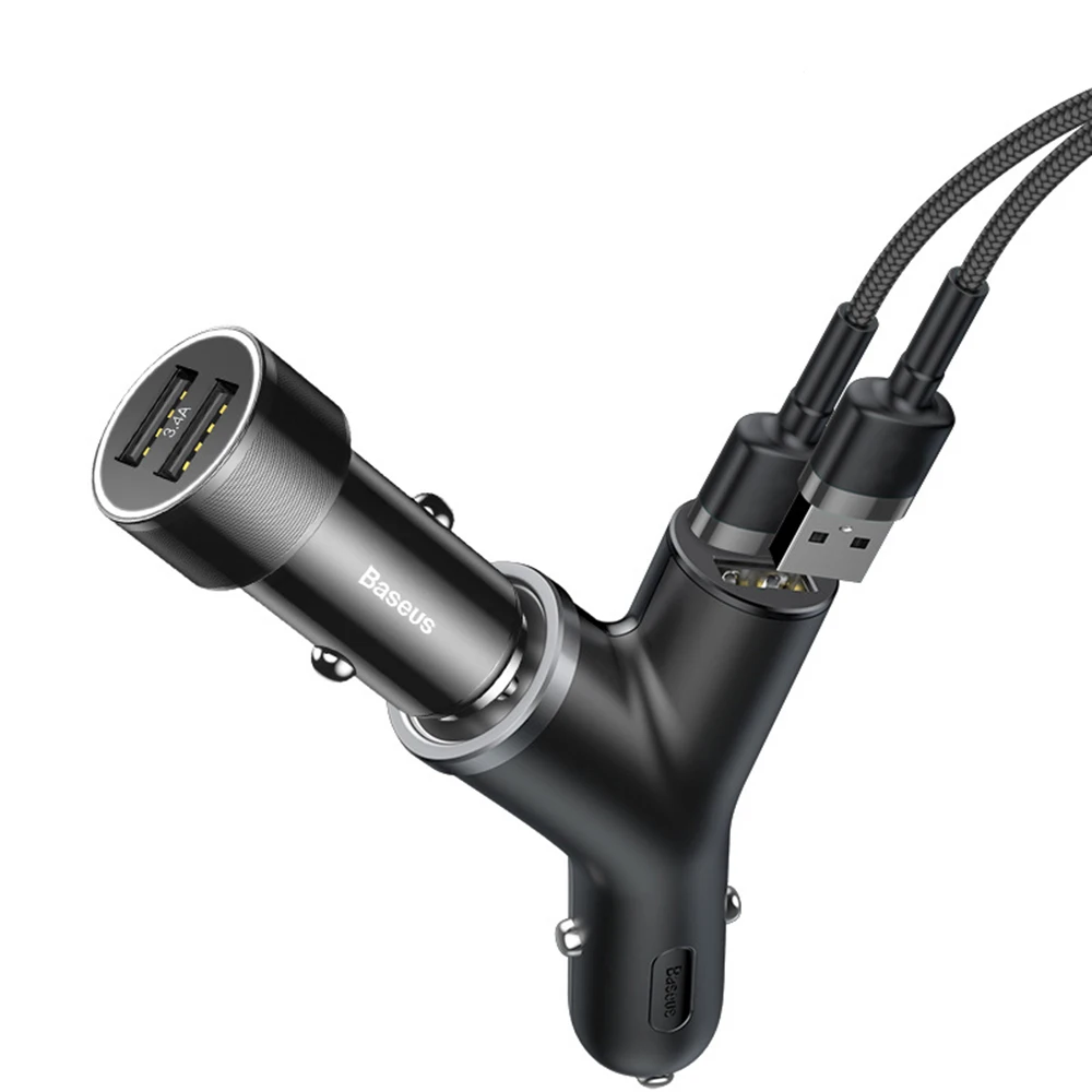 Автомобильное зарядное устройство 3 в 1 4 А два USB + прикуривателя 40 Вт расширенный