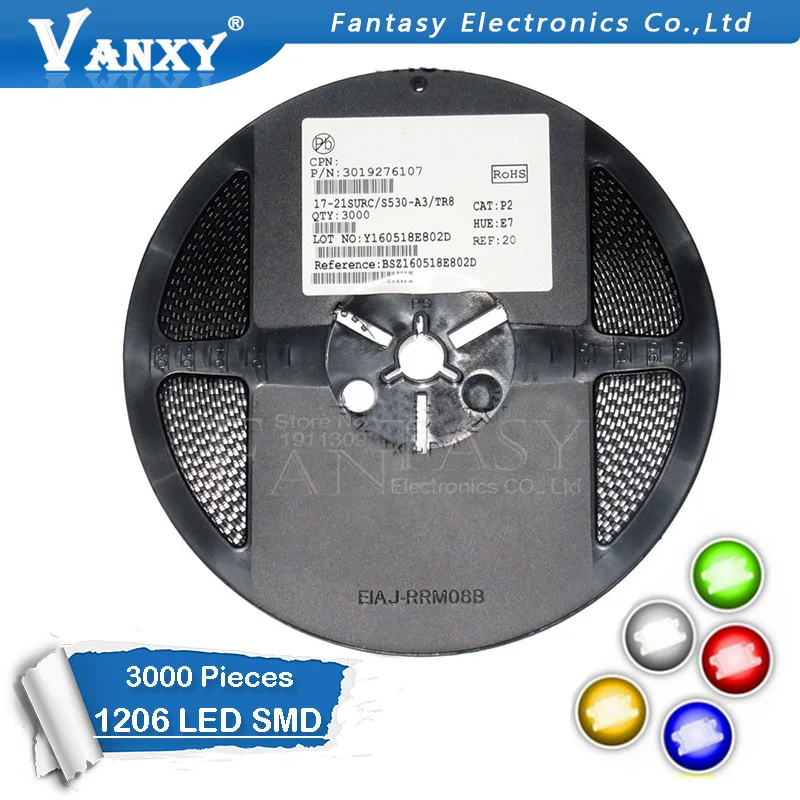 1 катушка 3000 шт. 1206 SMD светодиодный диоды для подавления переходных скачков