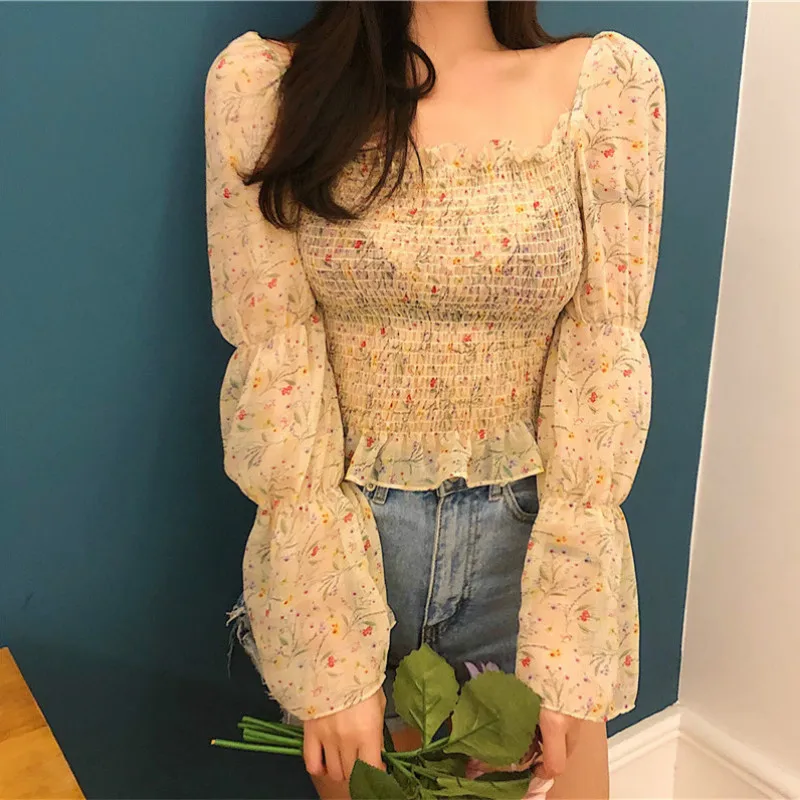 2018 Новый Neploe оборками Блузка корейской моды Slash шеи Для женщин Blusas с длинным