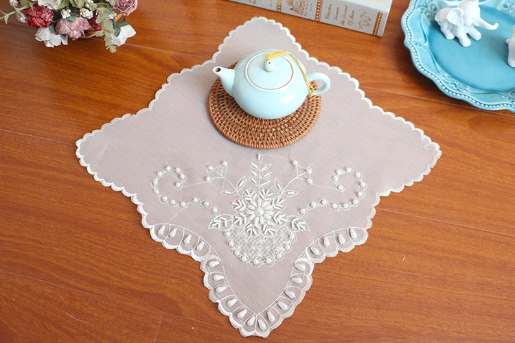 Корейский Блеск блёстки кружева коврик с вышивкой бисером Doily кофейная кружка набор подставок под напитки чайное Полотенце Рождество свадебное украшение