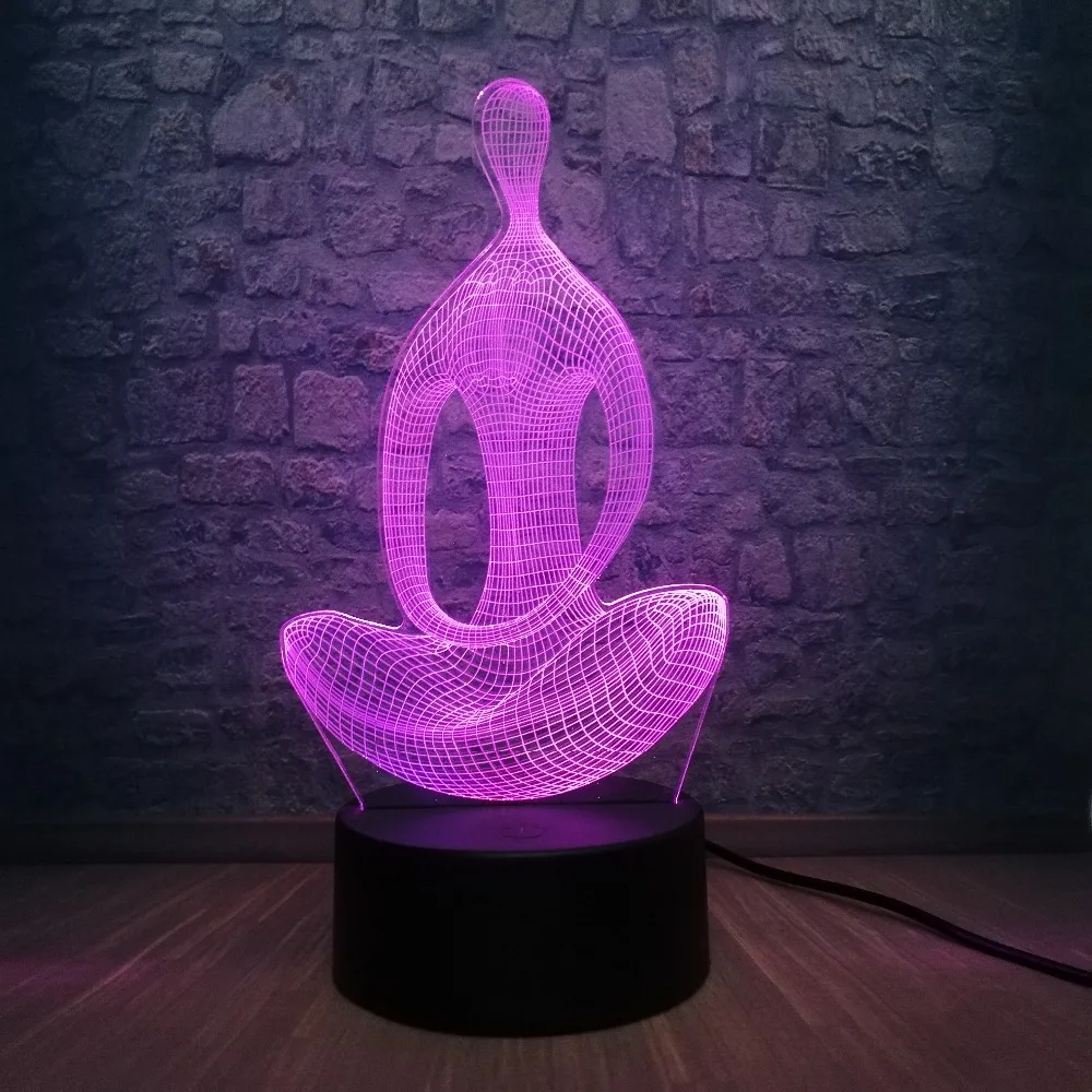 3D лампа для йоги медитация USB ночной Светильник многоцветный светодиодный