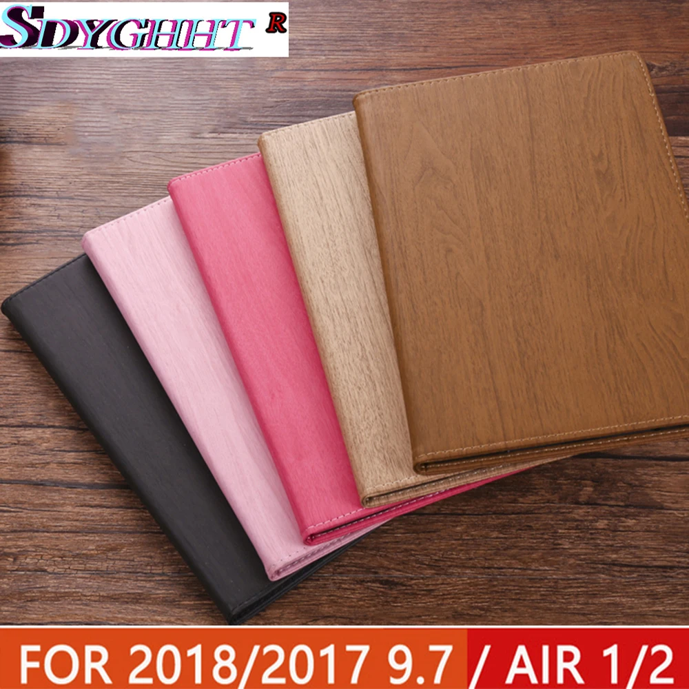 Для iPad Air 2 Air 1 чехол, новинка, iPad,, 9,7 дюймов, анти-натуральное дерево, искусственная кожа, жесткий чехол, кожаный смарт-чехол, чехол с функцией автоматического пробуждения