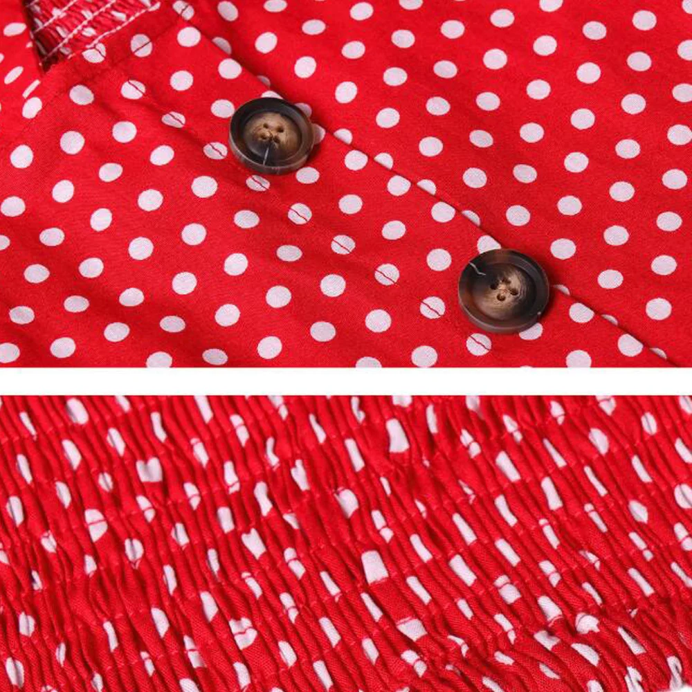 Короткое мини-платье в горошек для женщин лето 2019 без рукавов с оборками бантом