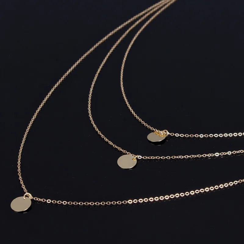 Модные ожерелья золотистого цвета ожерелья-чокер с 3 слоями кулонами цепочка для