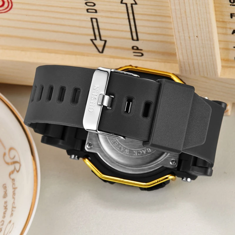 OHSEN Брендовые мужские кварцевые спортивные деловые наручные часы с резиновой