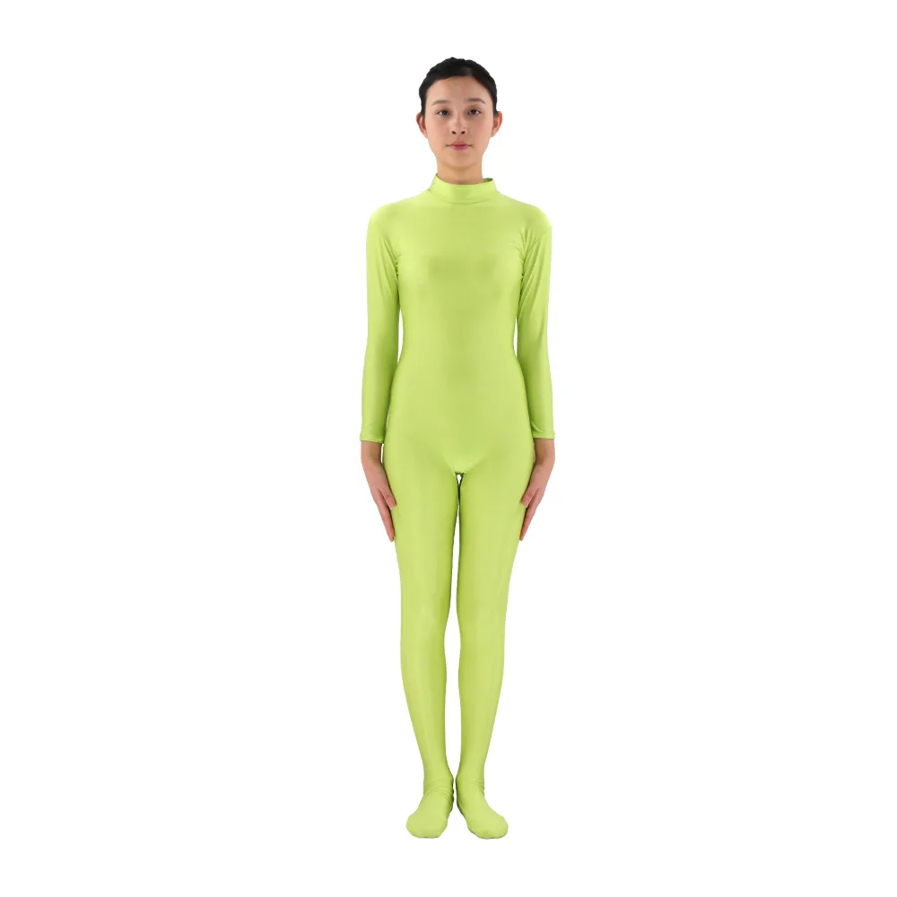 Комбинезон из лайкры и спандекса для взрослых флуоресцентная зеленая водолазка