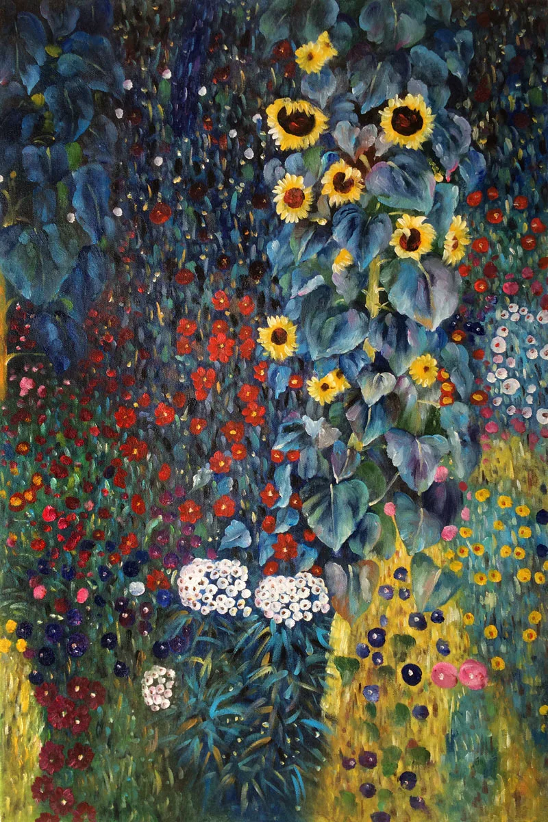 Картина маслом Klimt Репродукция ручной работы фермерский сад с подсолнухами