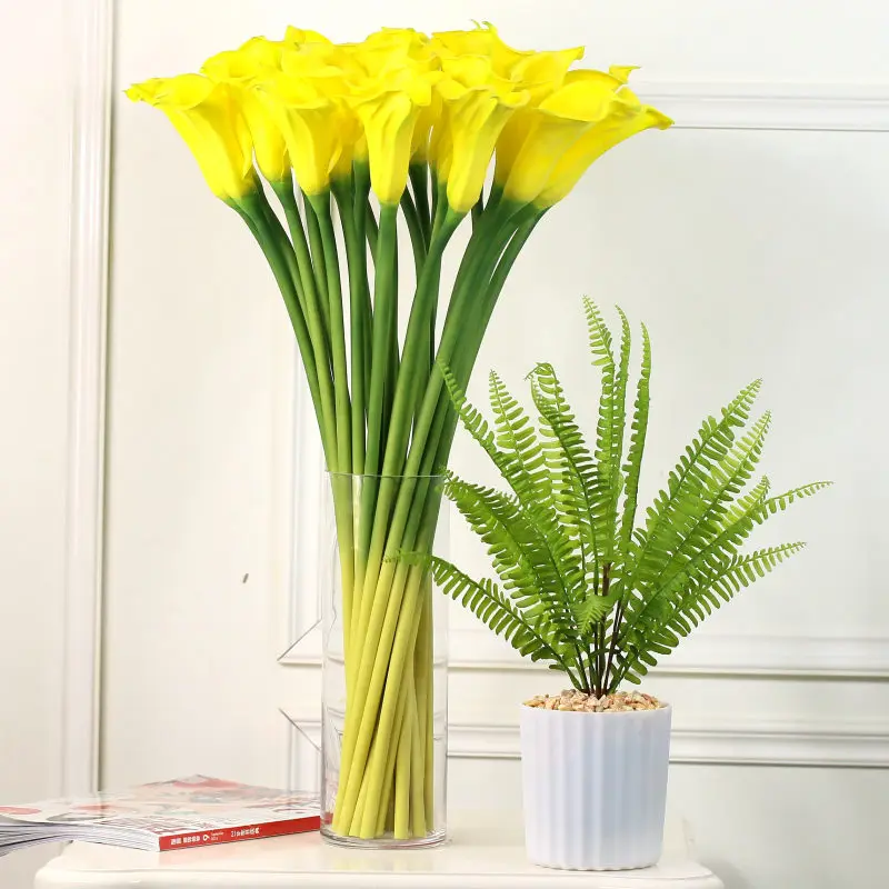10 flowers 64 см искусственные каллы Настоящее прикосновение большая рука чувствовать себя каллы лилии искусственный цветок стол цветок гостиной украшение подарок букет цветов - Цвет: 10 flowers