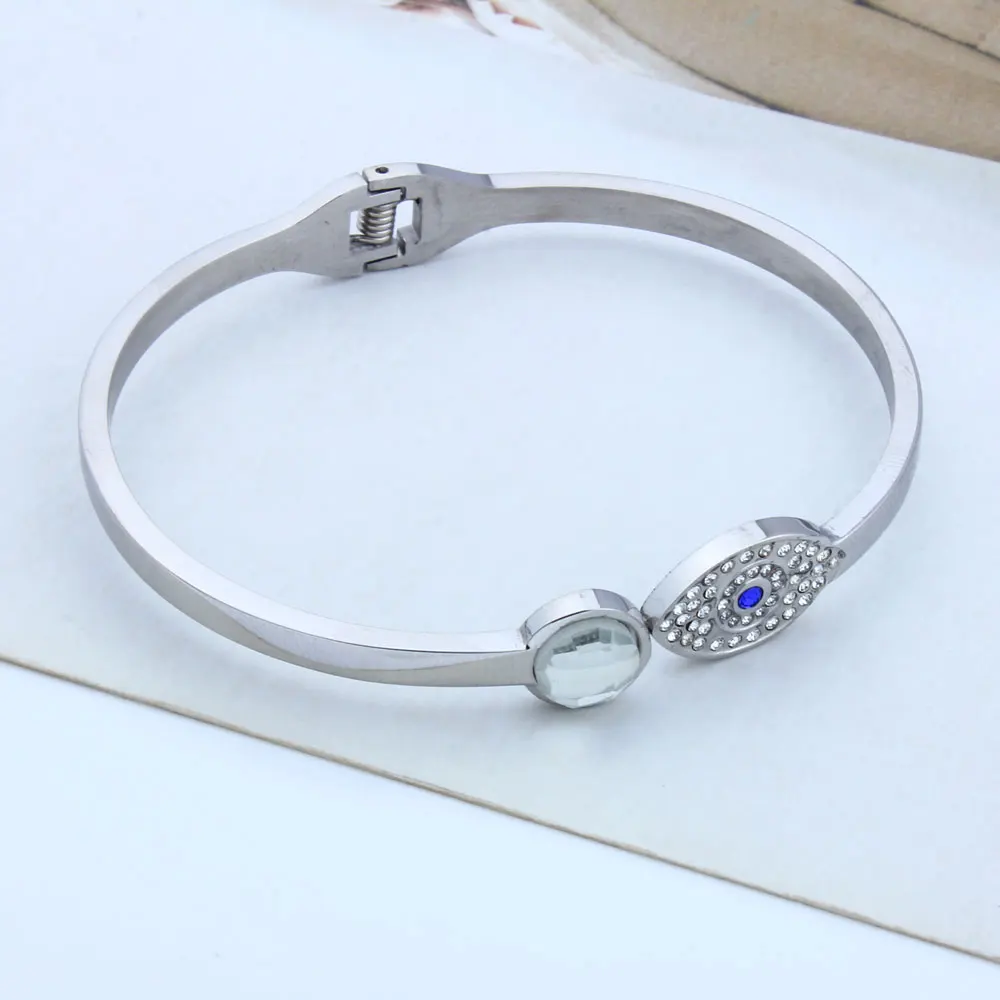 steel colour OUFEI браслеты-манжеты из нержавеющей стали для женщин Evile Eye браслеты ювелирные изделия модный браслет Шарм Роскошные ювелирные изделия - Окраска металла: steel colour