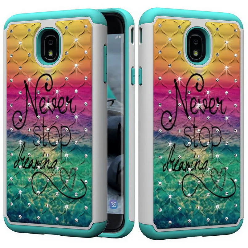 Case for Samsung Galaxy J7 2018 US Version Painted PC and TPU Bling Glitter Diamond Cover Funda | Мобильные телефоны и