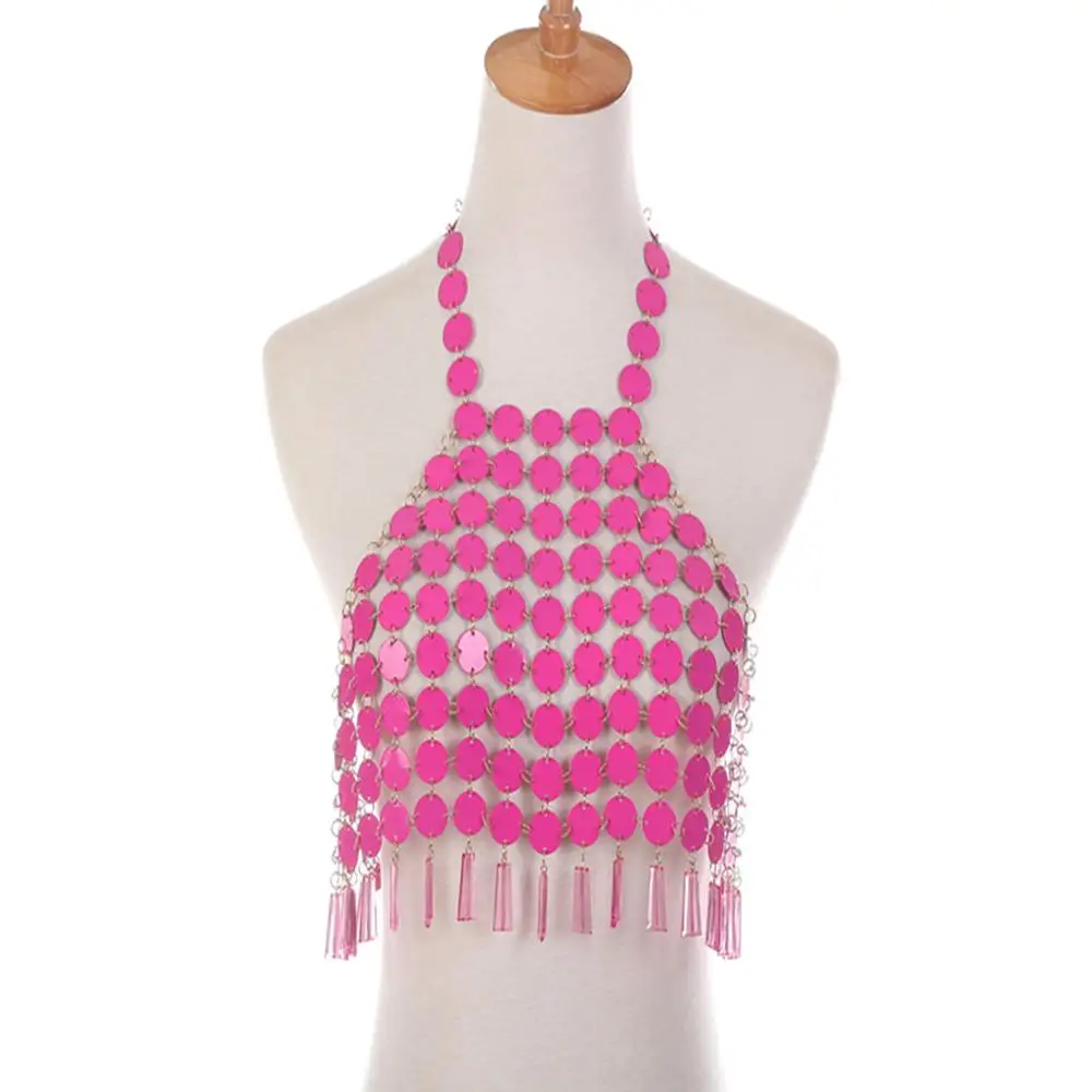 Цепочка с блестками в стиле бохо укороченный топ для вечерние Пляжная цепочка