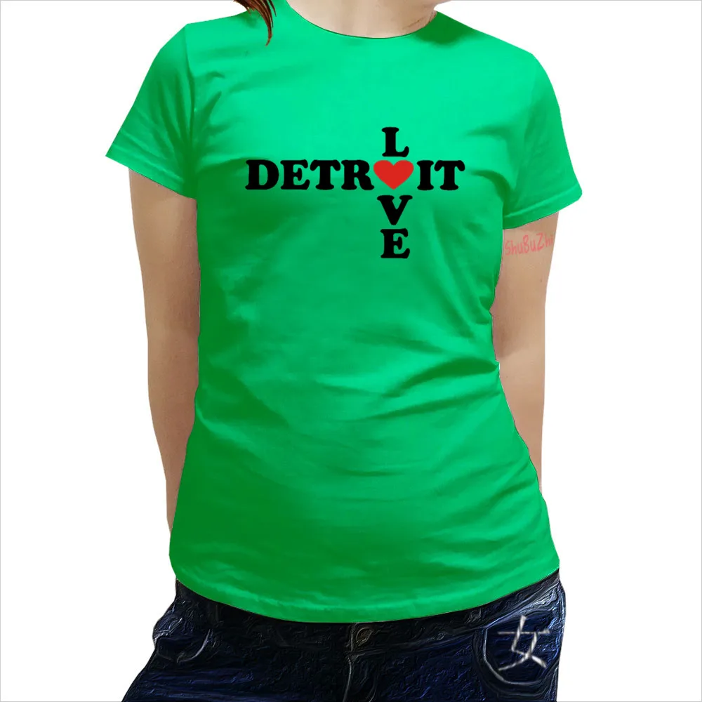 women t shirt cotton luxury brand tops and tees 3d teeshirt girls funny Detroit Love women's T-Shirt | Женская одежда