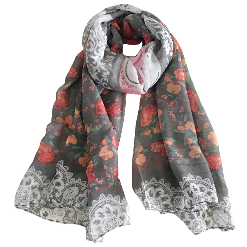 2019 модные весенние легкие женские пляжные длинные большие шарфы с принтом кошки