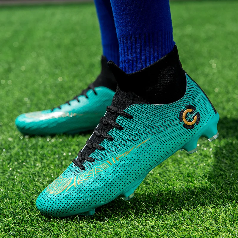 New Men's Outdoor Soccer Shoes Football Boots High Ankle Kids Cleats Crampon Training Football Sneakers Size 35-45 Dropshipping images - 6