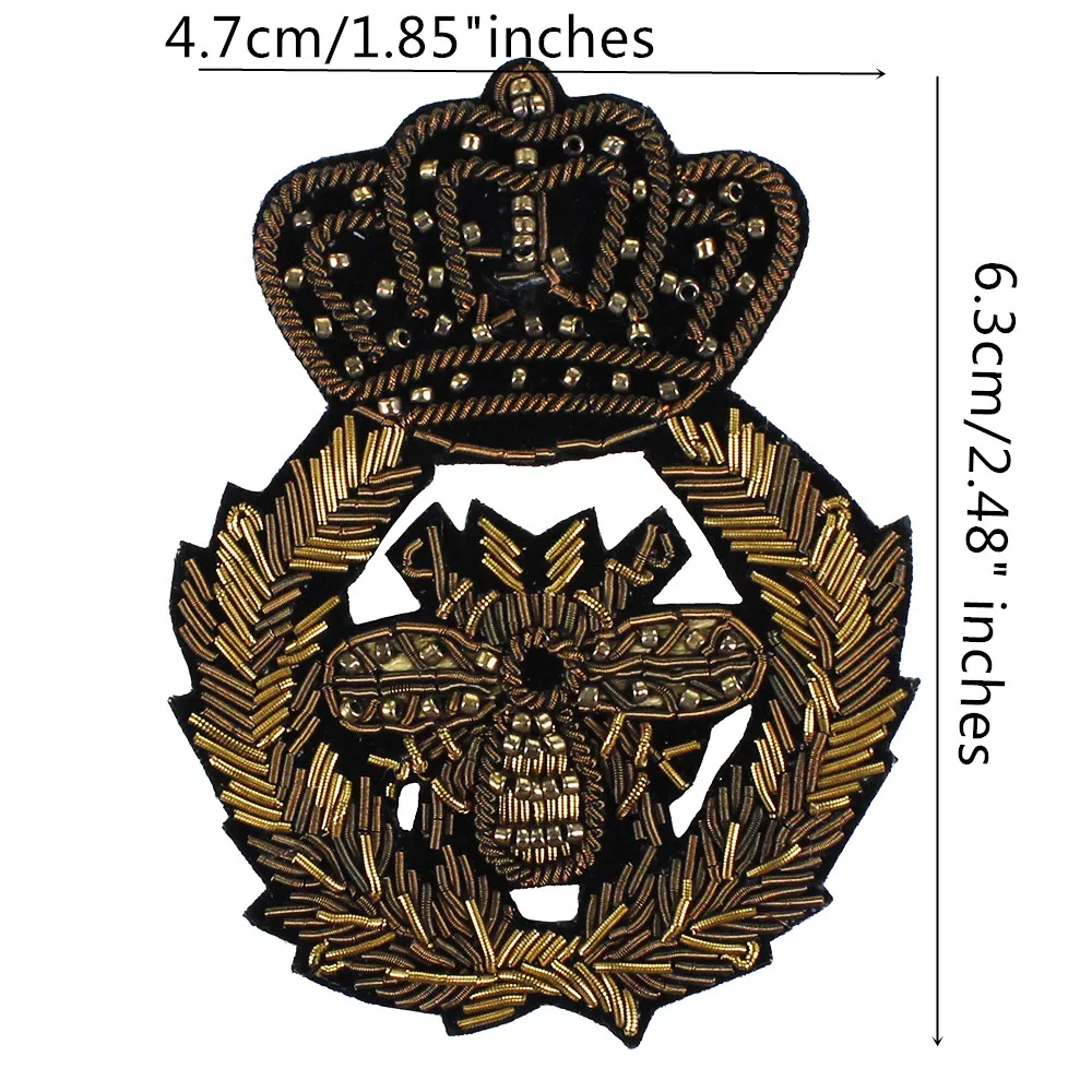 Королевская индийская шелковая Золотая Корона пчела знаки на футболку одежда