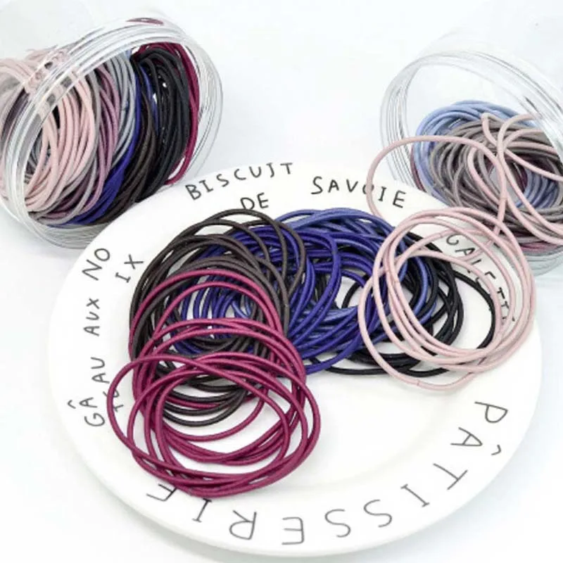 

Разноцветные резинки для волос 100 шт./лот 5 см, Милая женская заколка для волос «конский хвост», аксессуары для волос, тонкая эластичная резин...