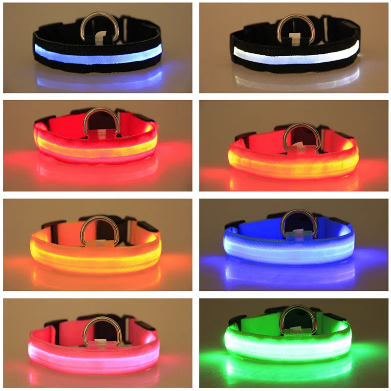 Нейлоновый светящийся светодиодный ошейник для собак мигающий кошек