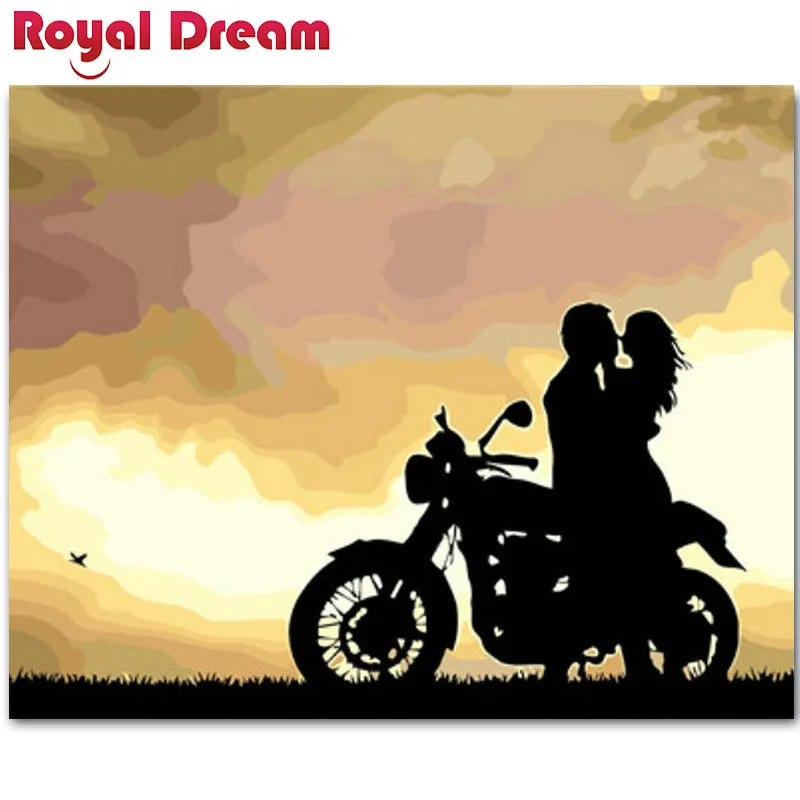 Картина маслом по номерам на холсте мотоцикл | Дом и сад