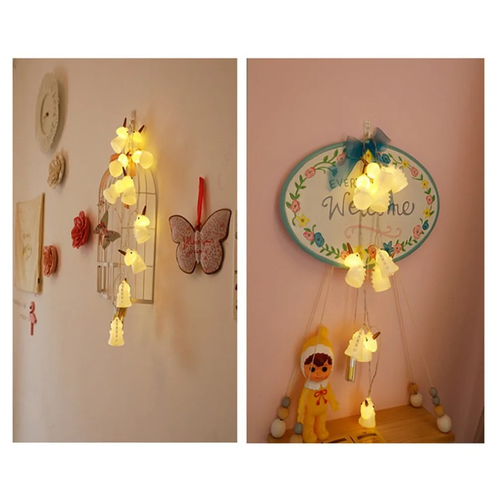 10LED/20LED Ночной светильник с единорогом, s лампы, вечерние настенные украшения, 1,5 м/3 м, гирлянда с единорогом, сказочный светильник