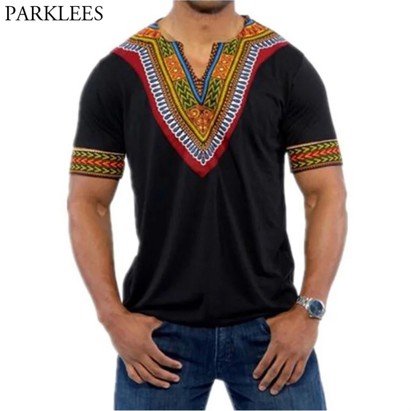 Модная мужская футболка с V образным вырезом и коротким рукавом 2018 Новый