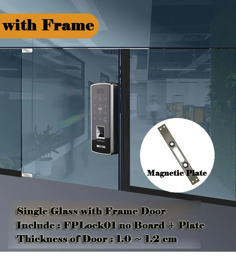 Door with Frame Стеклянный замок отпечатков пальцев цифровой электронный дверной замок для дома Противоугонный Интеллектуальный Пароль RFID карта автономный открывалка смарт - Цвет: Door with Frame