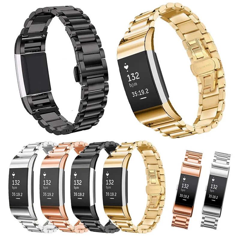 Кофейные часы из нержавеющей стали ремешок для Fit bit Charge 2 Смарт-часы браслет с
