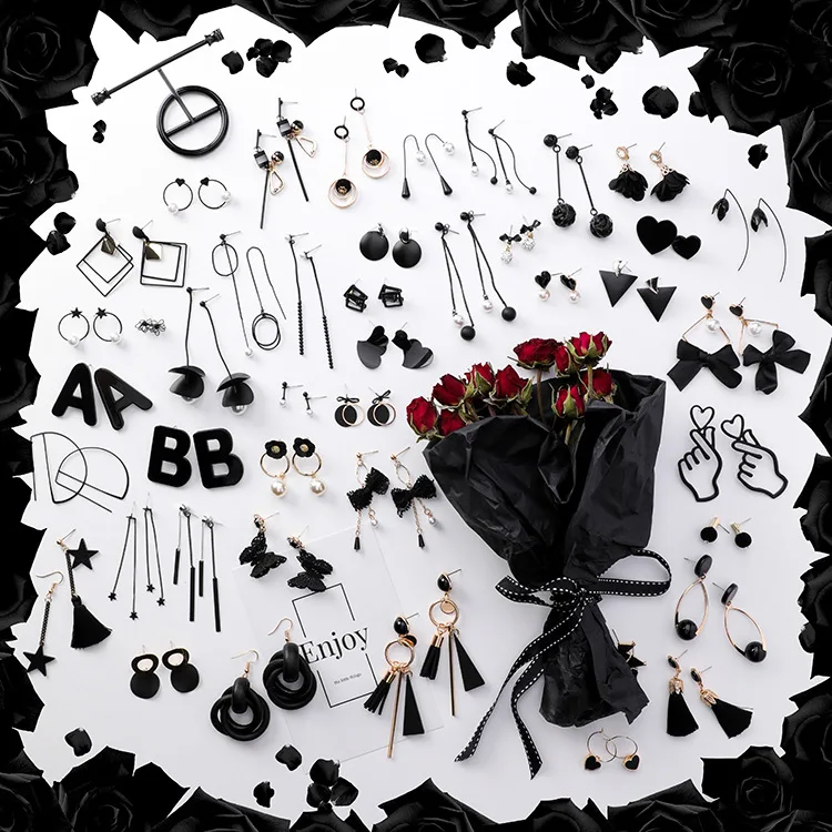 IMucci корейские уникальные модные черные серьги ретро простые женские жемчужные