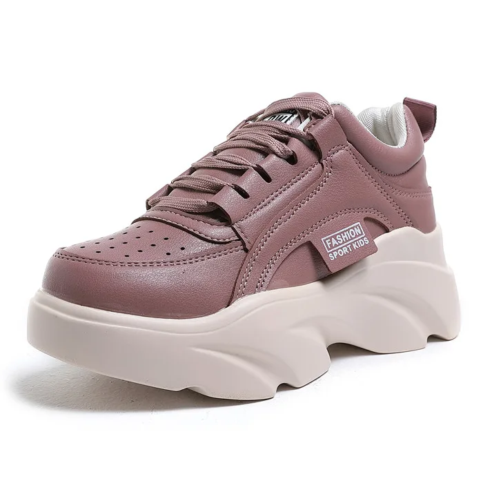 13 PU Pink CAILASTE/; женские кроссовки на платформе; обувь на высоком каблуке с круглым носком; повседневная обувь на шнуровке; женская Ультралегкая обувь в стиле Харадзюку - Цвет: 13 PU Pink