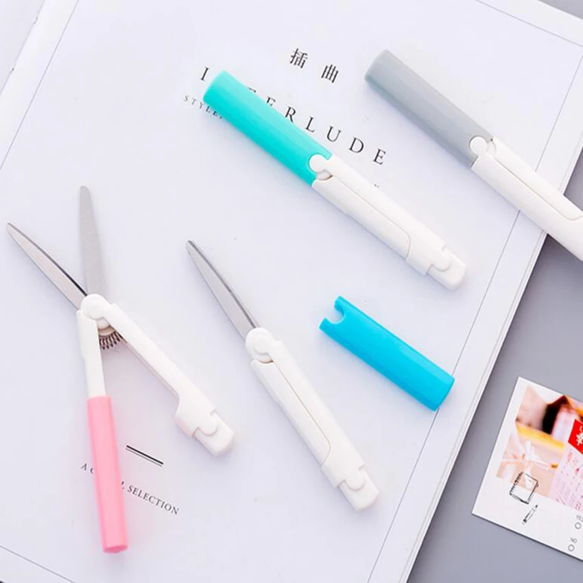 

Student Children safety portable folding type Scrapbooking scissors Office cutting supplies Chinese style flower For Kids Gift