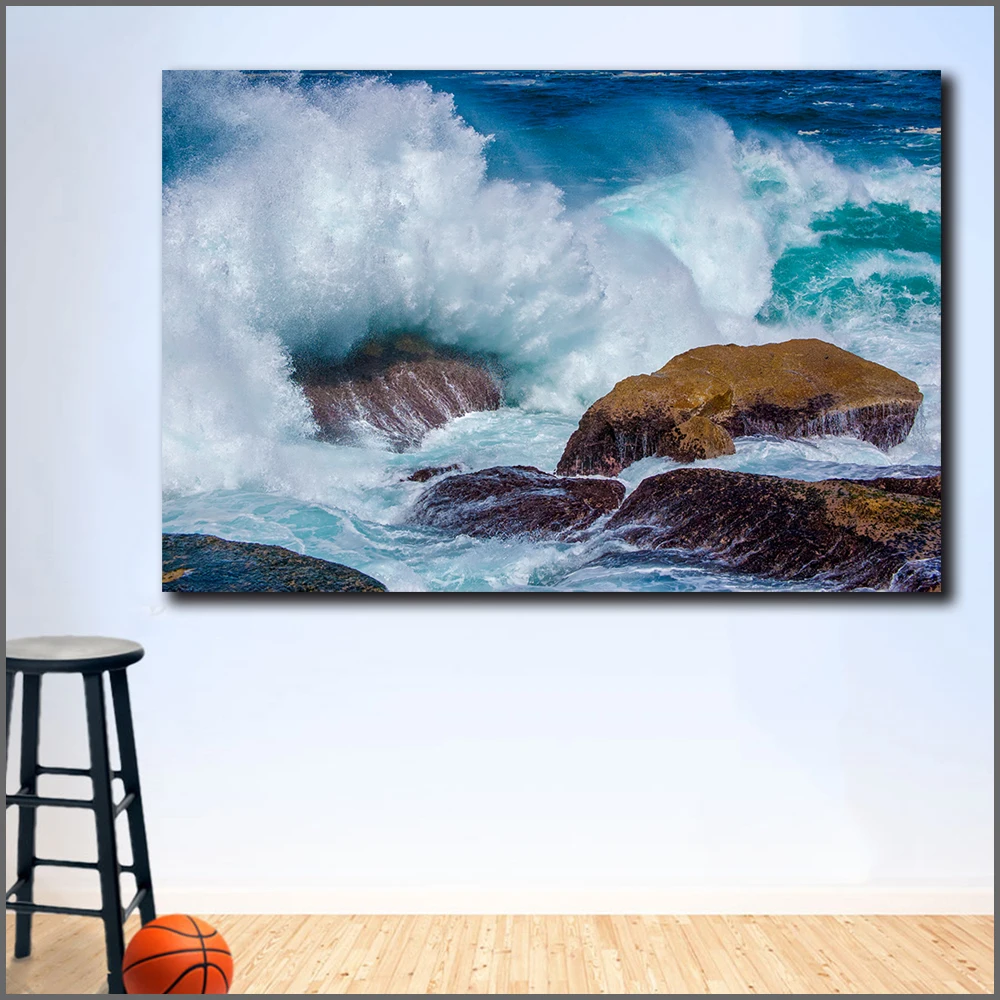 

Fashion Large Size Wall Pictures Waves and reefs Wall Art Picture Home Decor Living Room Modern Canvas Print No Frame Paintings