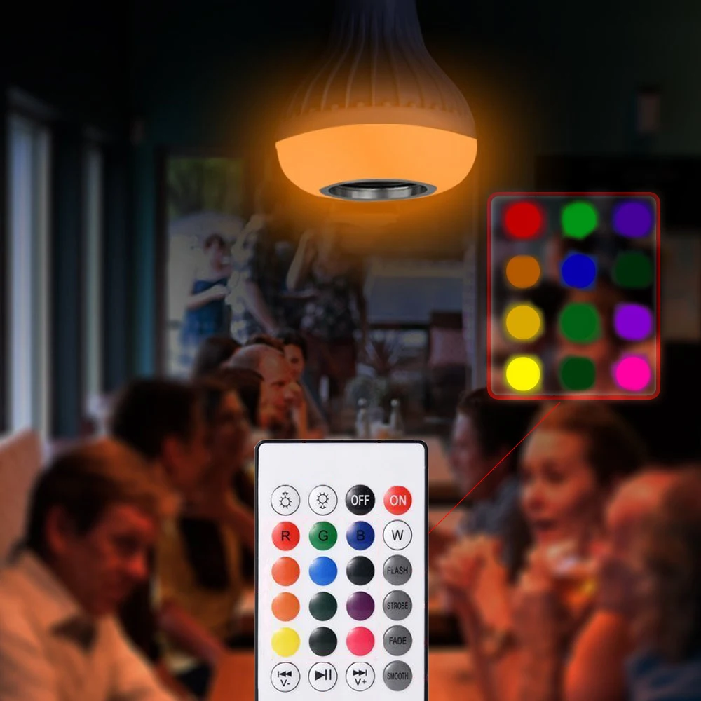 Беспроводная bluetooth колонка YWXLight E27 12 Вт RGB Светодиодная лампа 220 в аудио умная