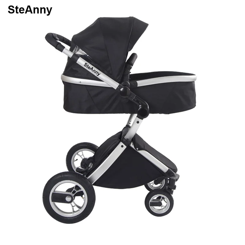 Black with Oxford SteAnny Роскошная детская коляска модный Немецкий Дизайн Переносная Складная коляска костюм для сидения и лежа - Цвет: Black with Oxford