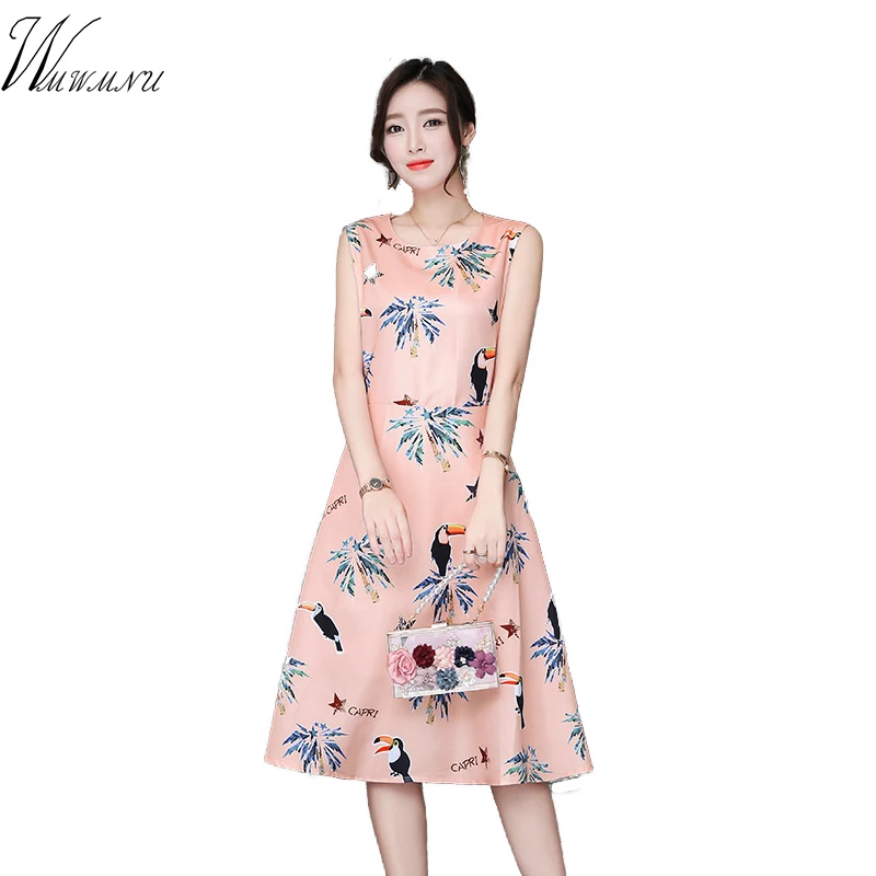 WMWMNUFloral животного платье с принтом для девочек без рукавов curve свободная талия