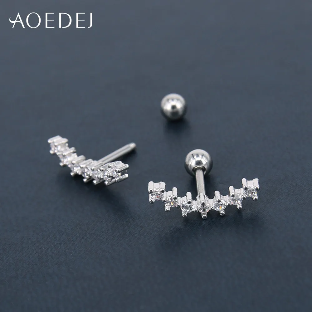 AOEDEJ, 4 цвета, Кристальные серьги-гвоздики для ушей, серьги из нержавеющей стали для хряща, серьги в виде раковины, спираль, пирсинг, Oorbellen Voor Vrouwen