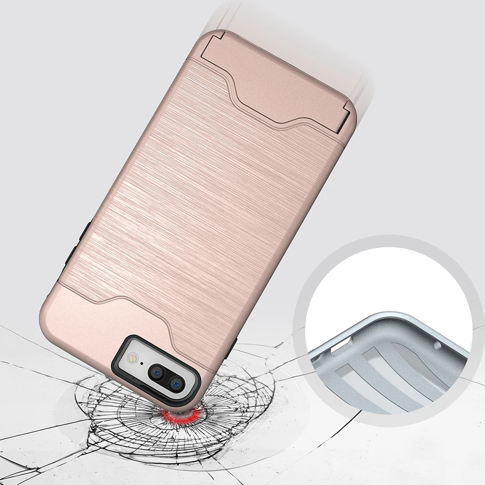 2 в 1 гибридный жесткий бронированный чехол для iPhone 6 6s 7 8 с держателем карт Plus