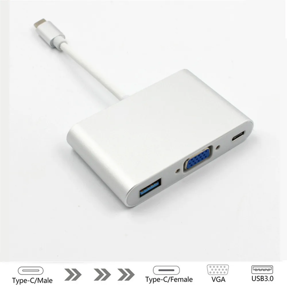 Кабель адаптер NewBEP 3 в 1 USB 0 Type C VGA зарядный порт для Samsung S8 Plus Macbook Pro Lenovo Yoga| |